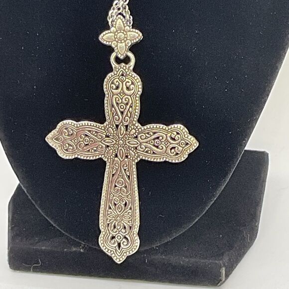 Brighton Double Strand Turquoise Enamel Cross Necklace - Picture 3 of 7